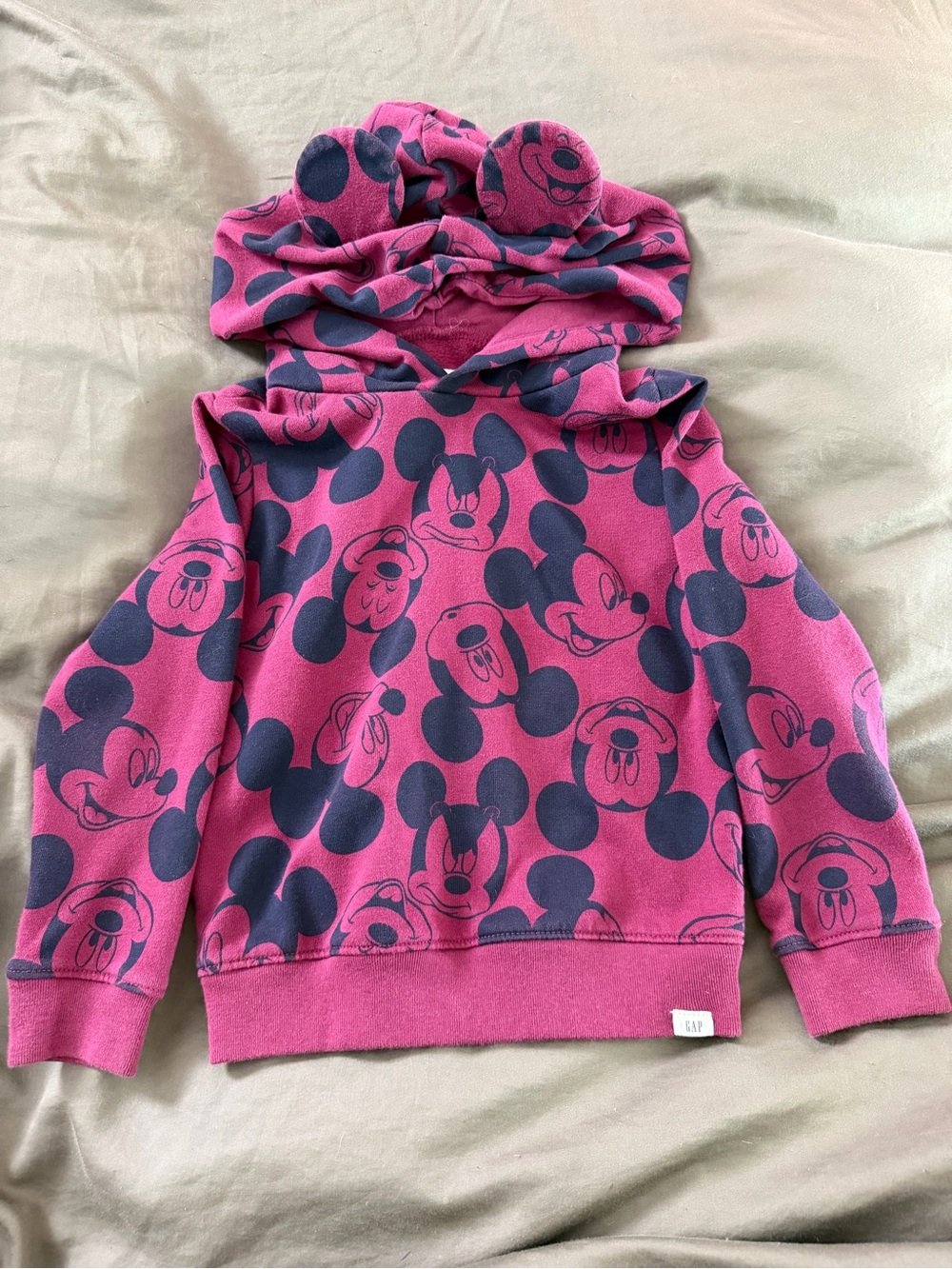 Baby GAP Kids Pink Hoodie with Navy Mickey Mouse Print